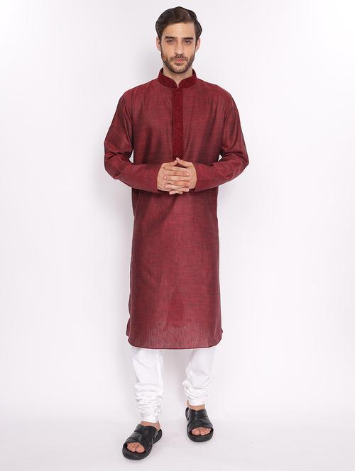 men solid mandarin neck long kurta - 18677941 - Standard Image - 0