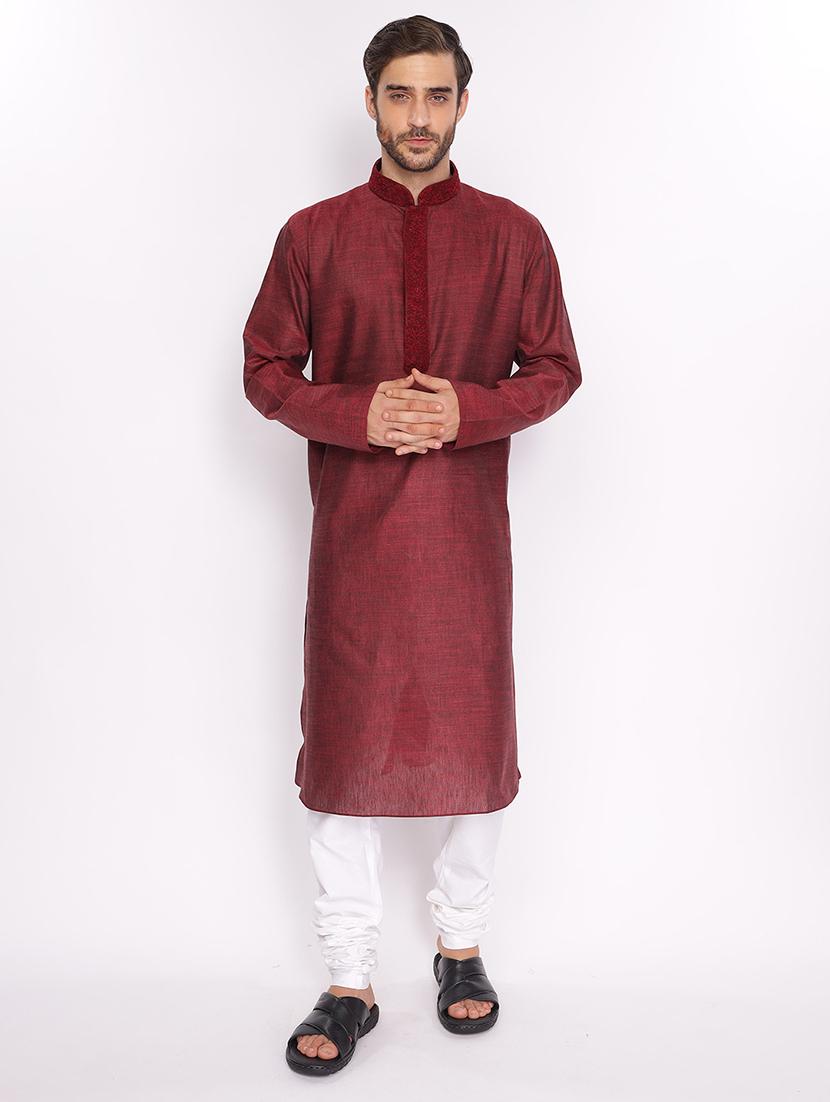 men solid mandarin neck long kurta - 18677941 - Zoom Image - 0