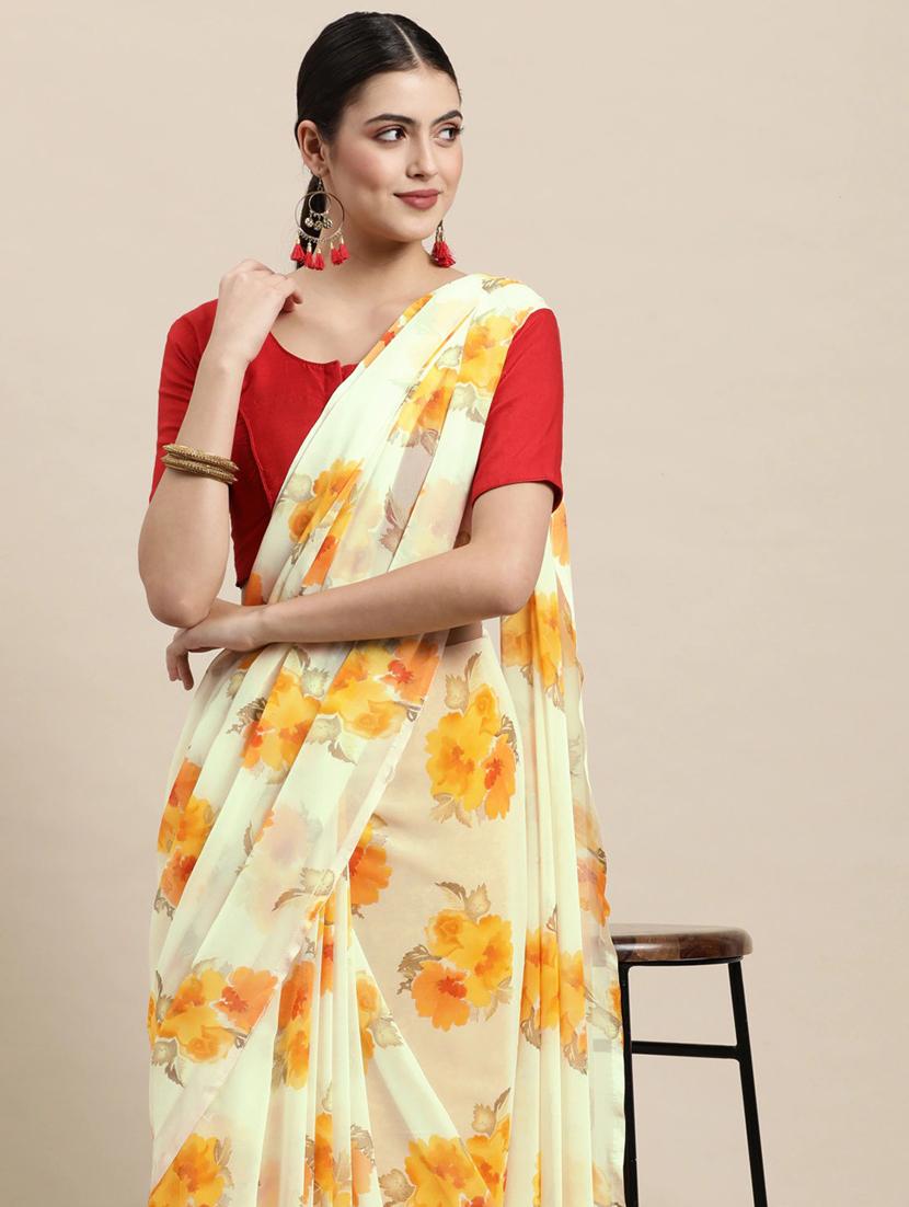 floral printed saree with blouse - 18678801 - Standard Image - 2