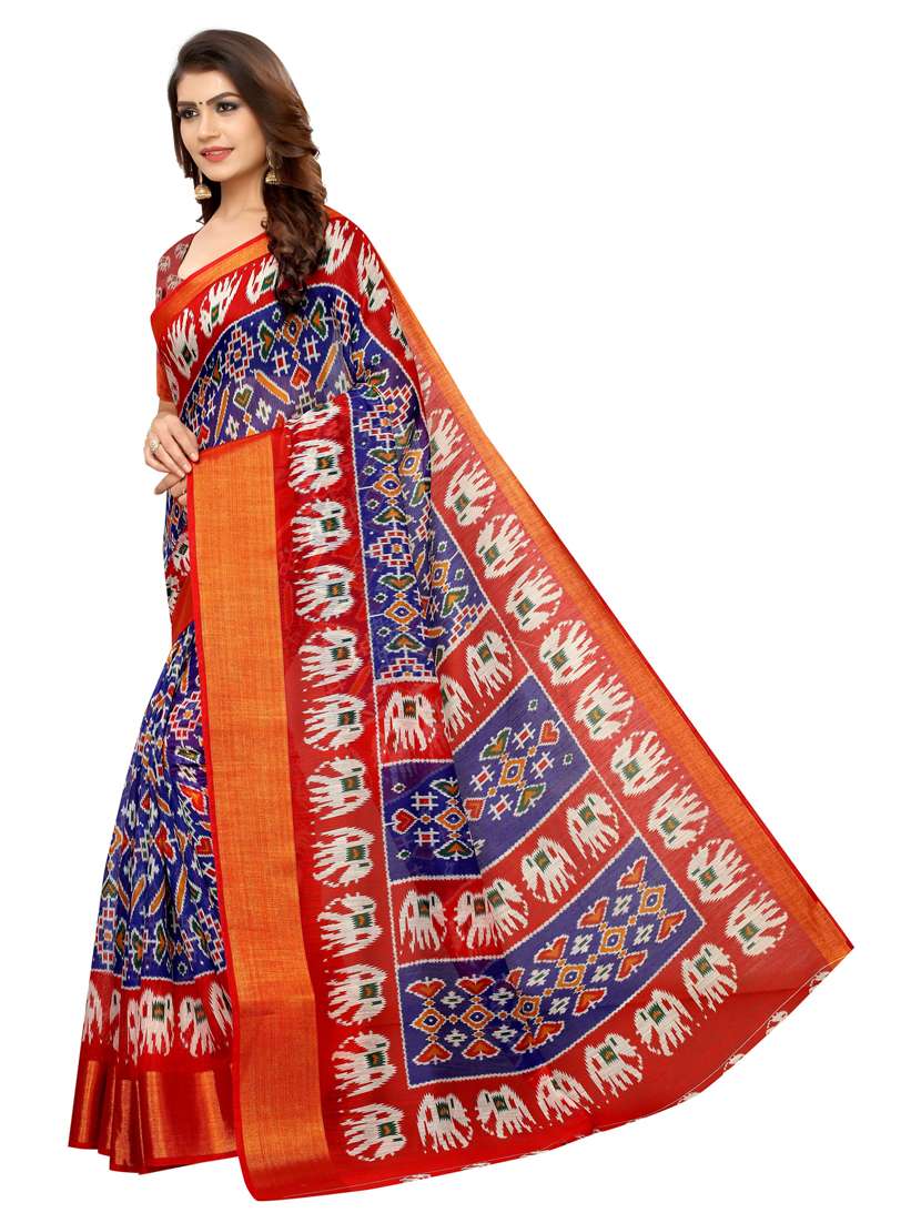 zari bordered printed saree with blouse - 18678887 - Standard Image - 2
