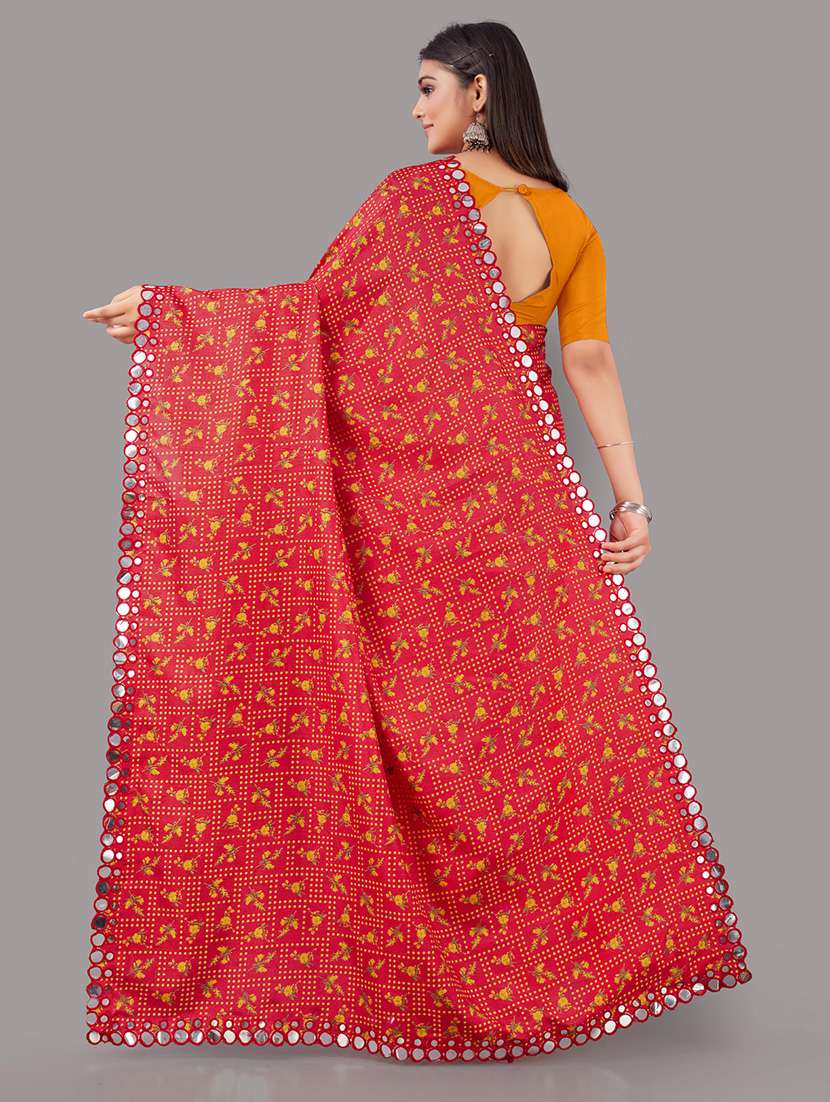 women's printed red colored saree with blouse - 18679600 -  Standard Image - 2