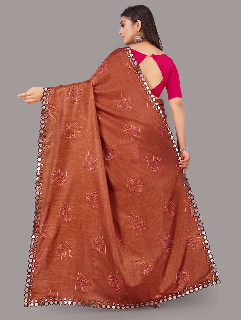 women's printed brown colored saree with blouse - 18679612 -  Standard Image - 2