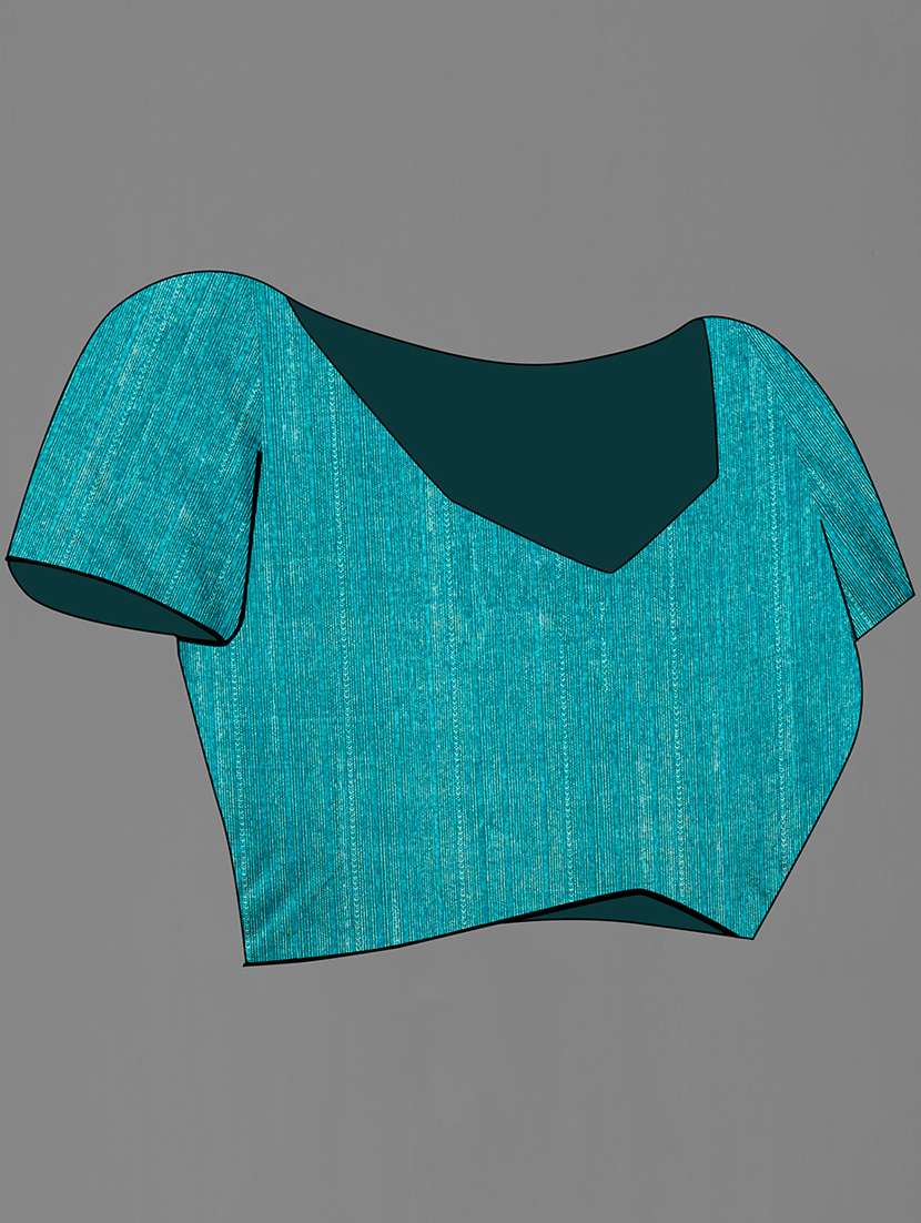 turquoise silk blend mysore saree with blouse - 18682013 -  Standard Image - 2