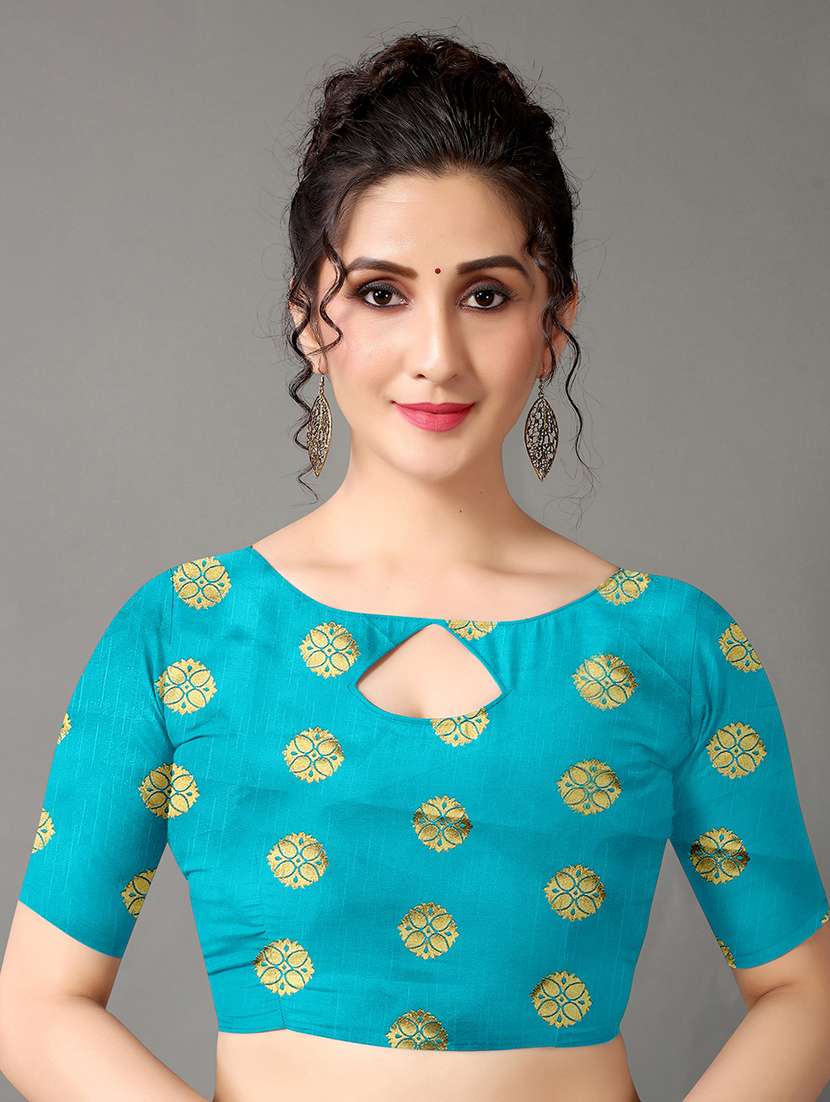 women's solid navy blue colored saree with blouse - 18682772 -  Standard Image - 2