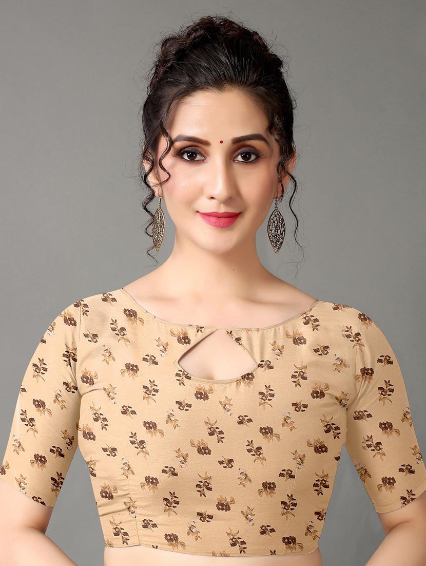 cream georgette printed saree with blouse - 18682782 - Standard Image - 2