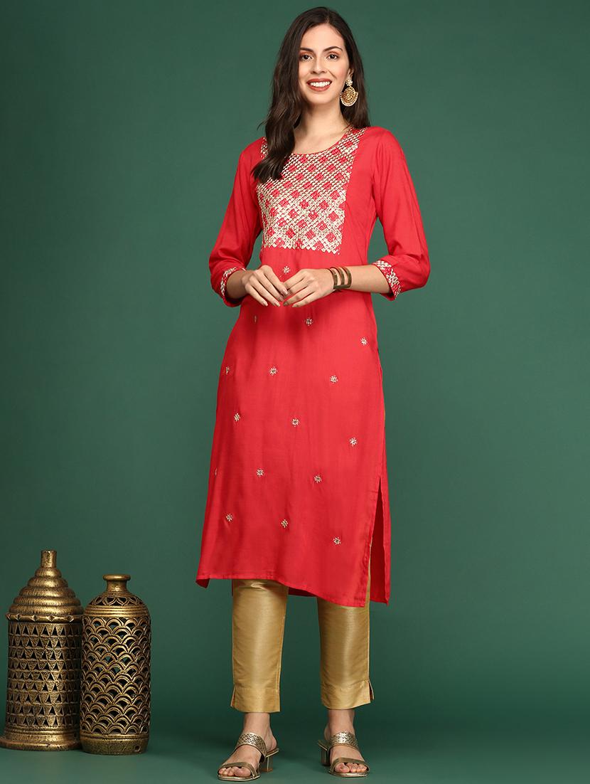 women's straight kurta - 18682921 - Standard Image - 2