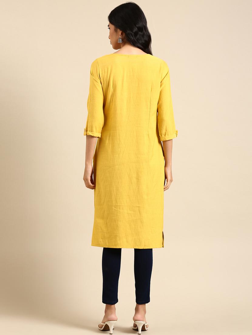 women's straight kurta - 18682953 - Standard Image - 2