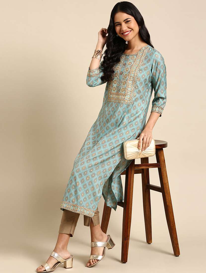 women's straight kurta - 18682981 - Standard Image - 2