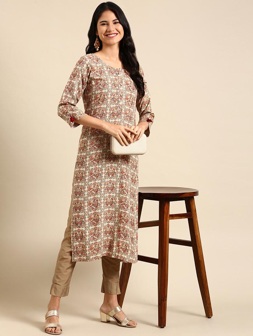 women's straight kurta - 18682996 - Standard Image - 2