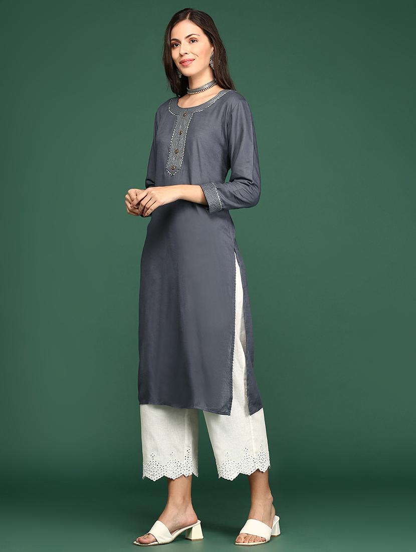 women's straight kurta - 18683015 - Standard Image - 2