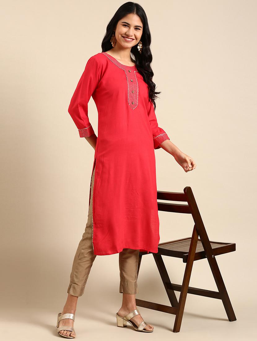 women's straight kurta - 18683016 - Standard Image - 2