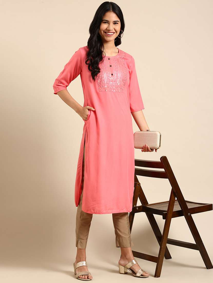 women's straight kurta - 18683067 - Standard Image - 2
