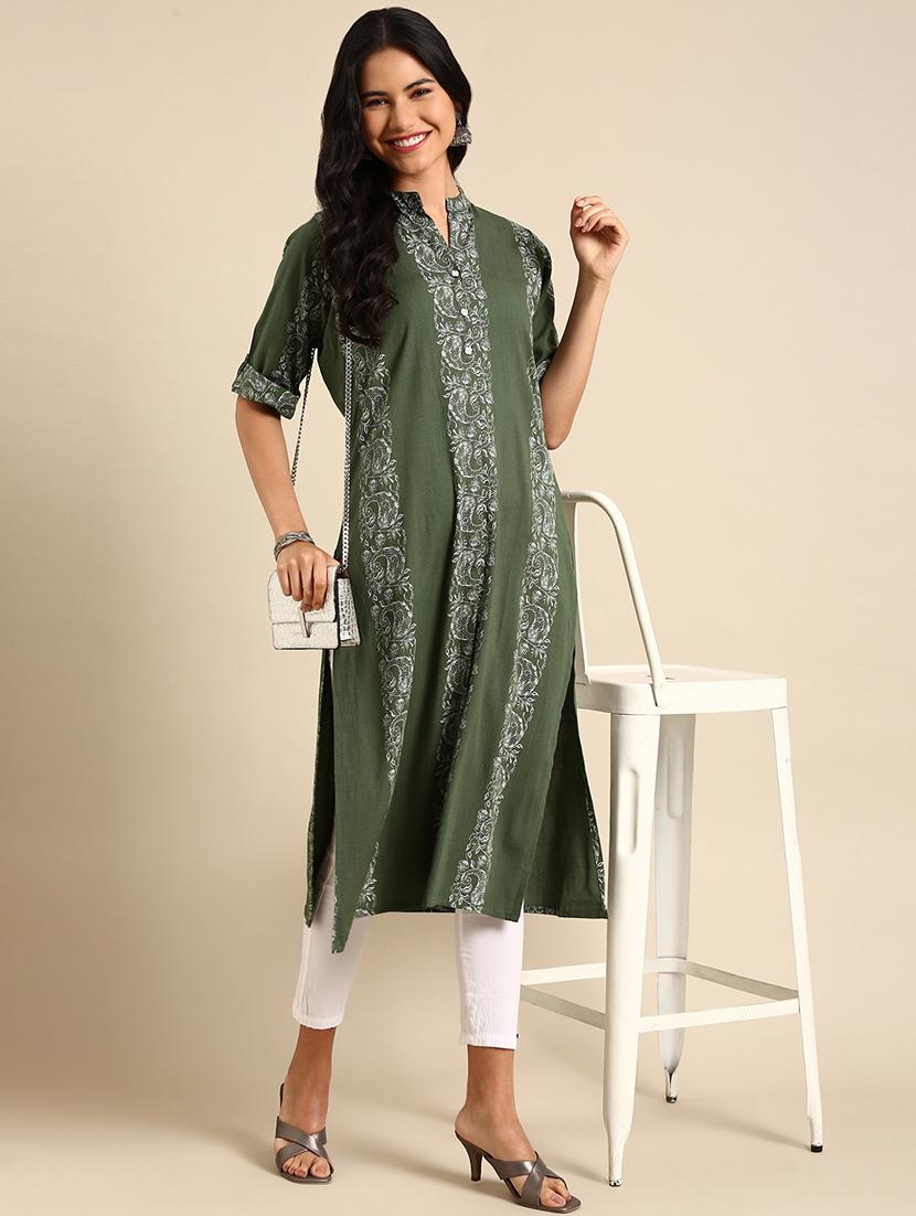 women's straight kurta - 18683068 - Standard Image - 2