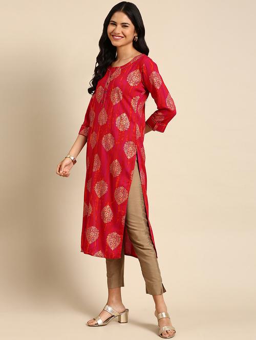women's straight kurta - 18683129 - Standard Image - 0