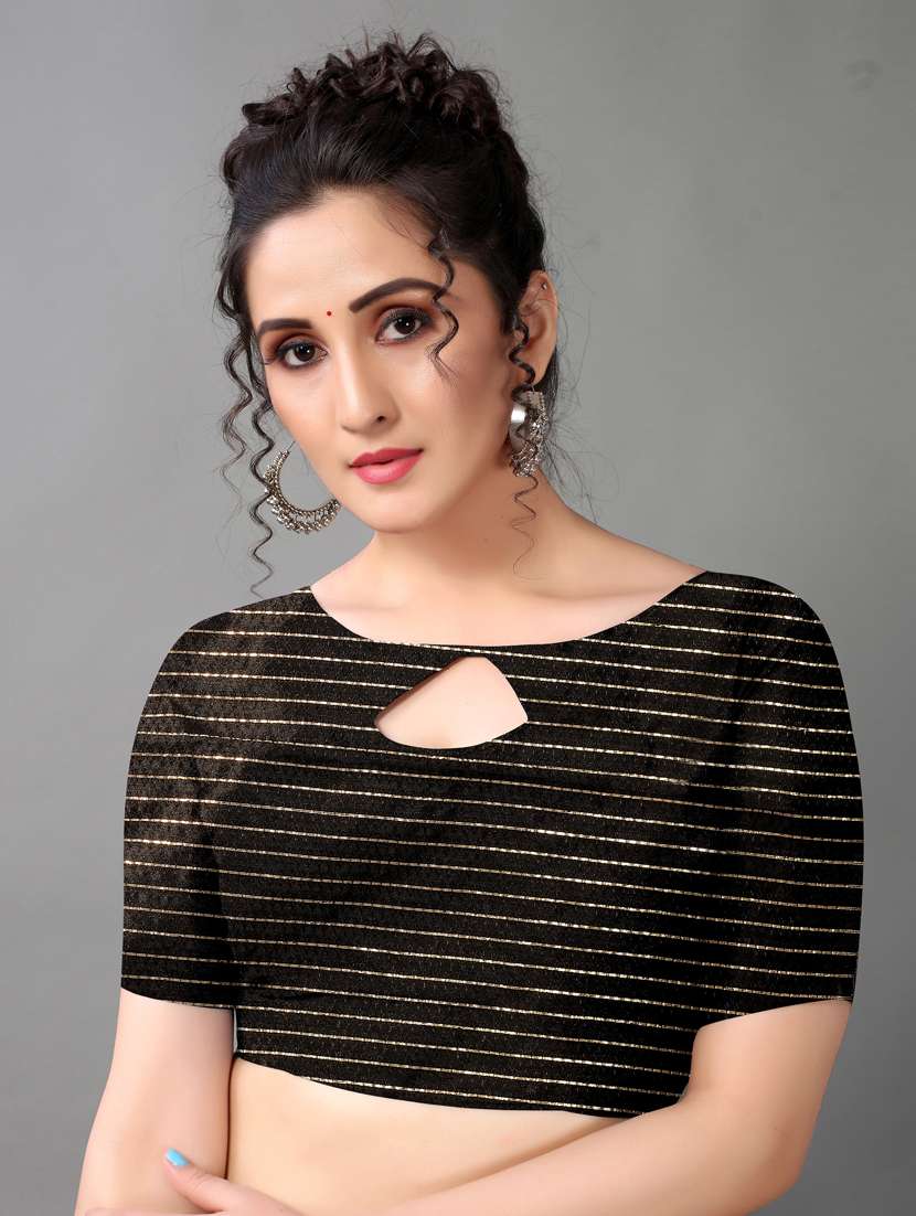 women's abstract black colored saree with blouse - 18683200 - Standard Image - 2