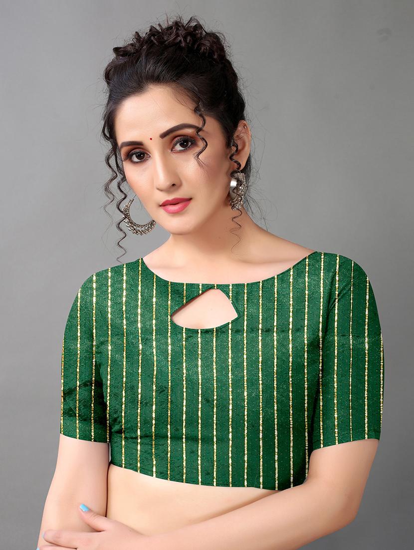 dark green georgette printed saree with blouse - 18683238 - Standard Image - 2