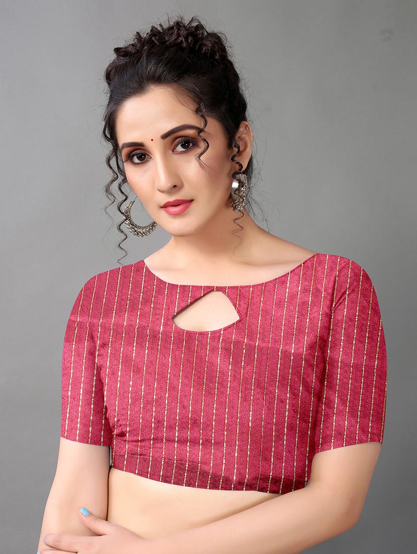 pink georgette printed saree with blouse - 18683242 - Standard Image - 2
