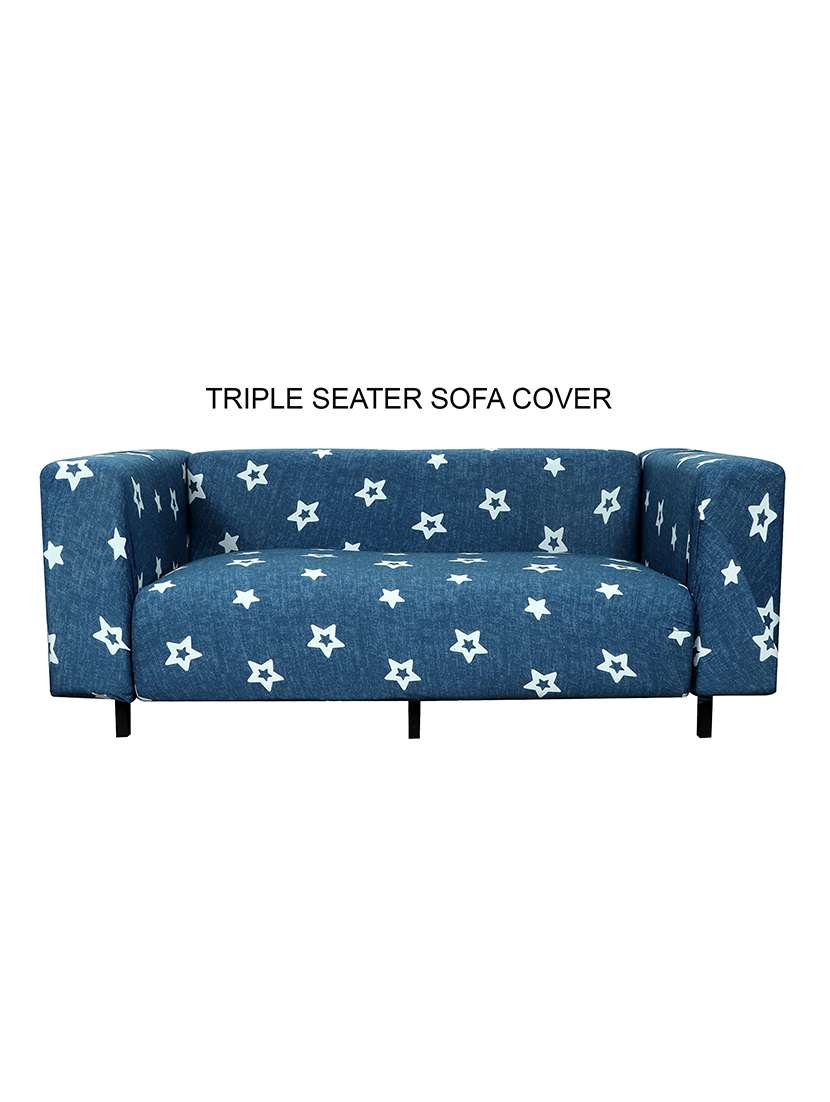 universal triple seater sofa cover big elasticity cover for couch flexible stretch sofa slipcover - dark blue star
