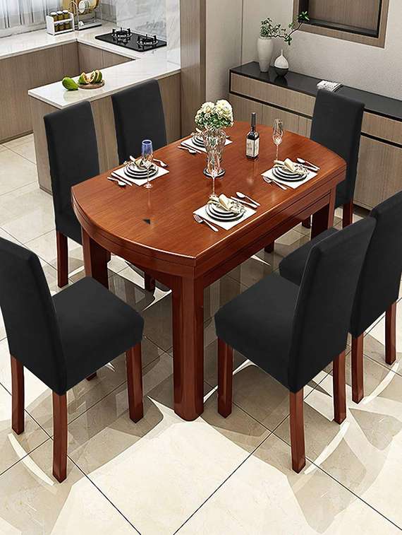 stretch removable washable short dining chair cover-set 4