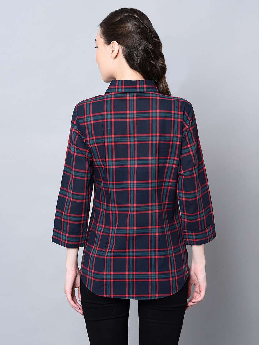 navy blue checkered regular shirt - 18685032 - Standard Image - 2