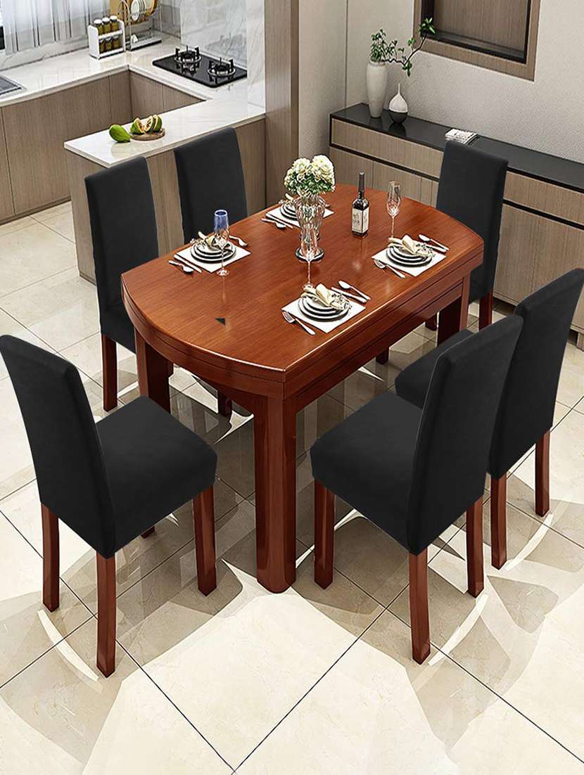 stretch removable washable short dining chair cover-set 2 - 18685523 -  Standard Image - 2