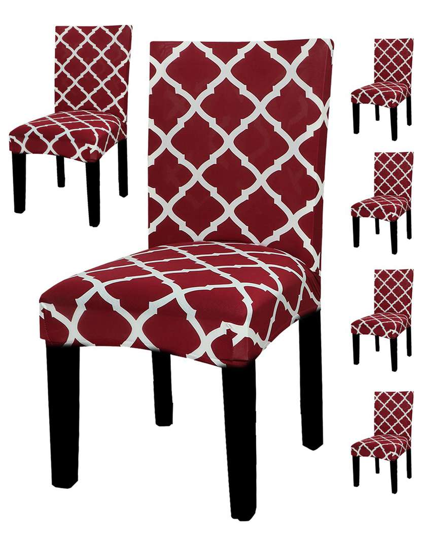 polyester elastic stretch removable washable short dining chair - pack of 6