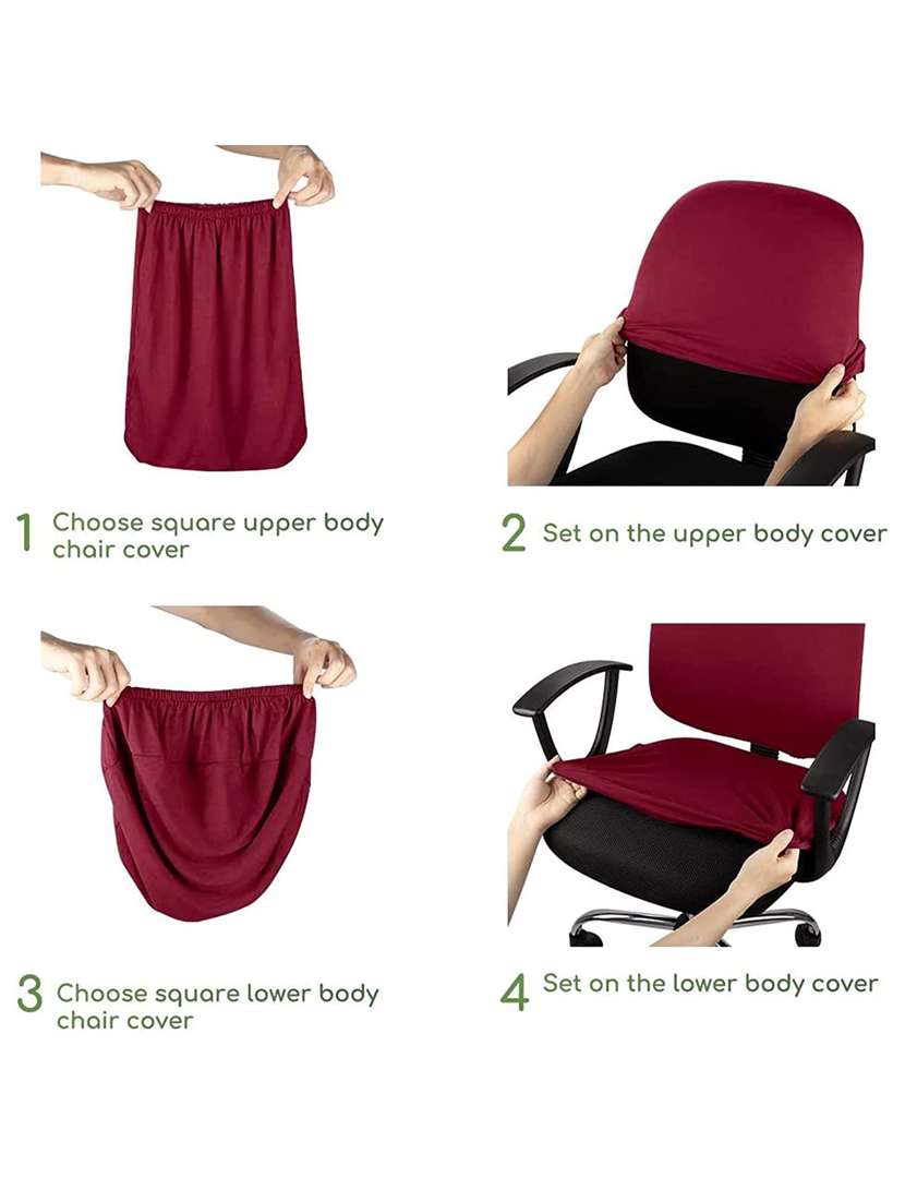 polyester snapdex office chair cover, washable chair slipcover (maroon, 6) - 18685783 -  Standard Image - 2