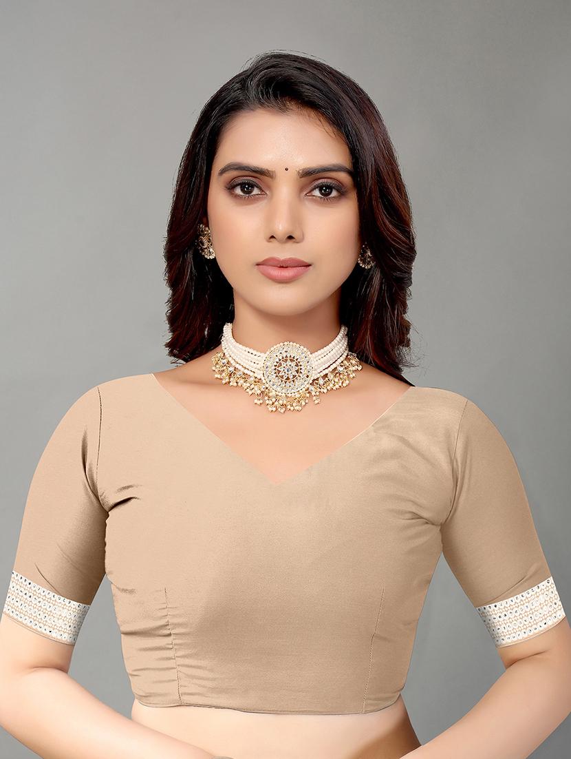 cream georgette embroidered saree with blouse - 18685839 - Standard Image - 2