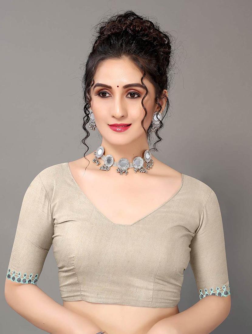 turquoise georgette plain saree with blouse - 18685849 - Standard Image - 2