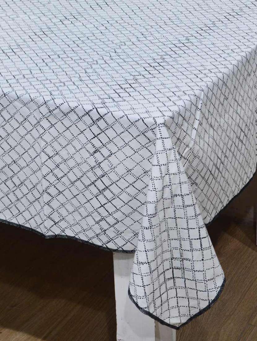r home tablecloth 6 - 10 seater, large dining table, heavy eco printed blue beige cotton fabric,