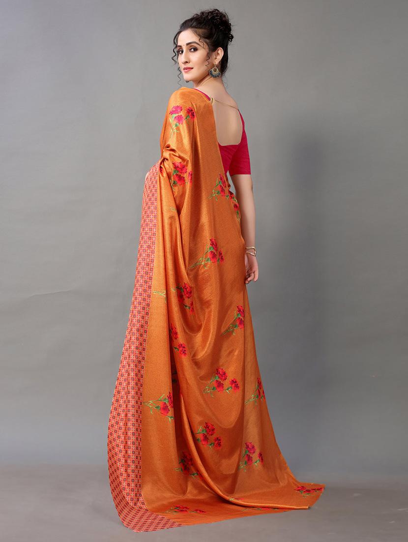 orange georgette printed saree with blouse - 18688030 - Standard Image - 2