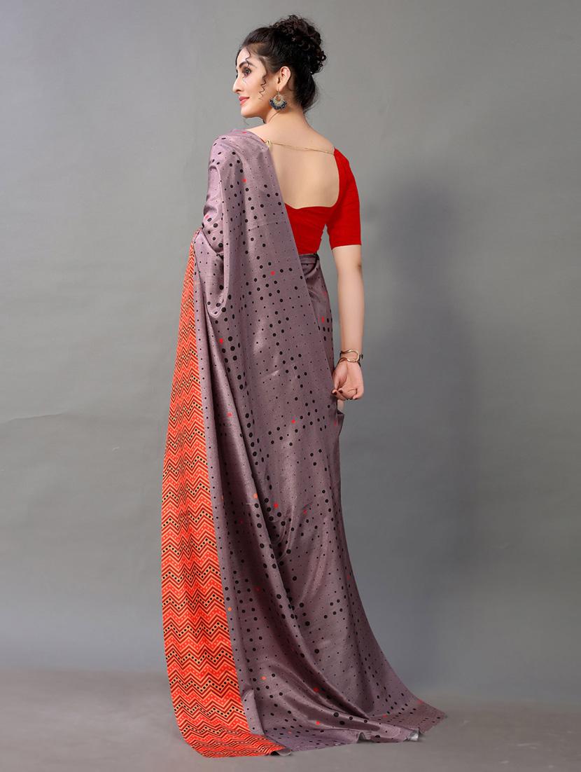 grey georgette printed saree with blouse - 18688036 - Standard Image - 2