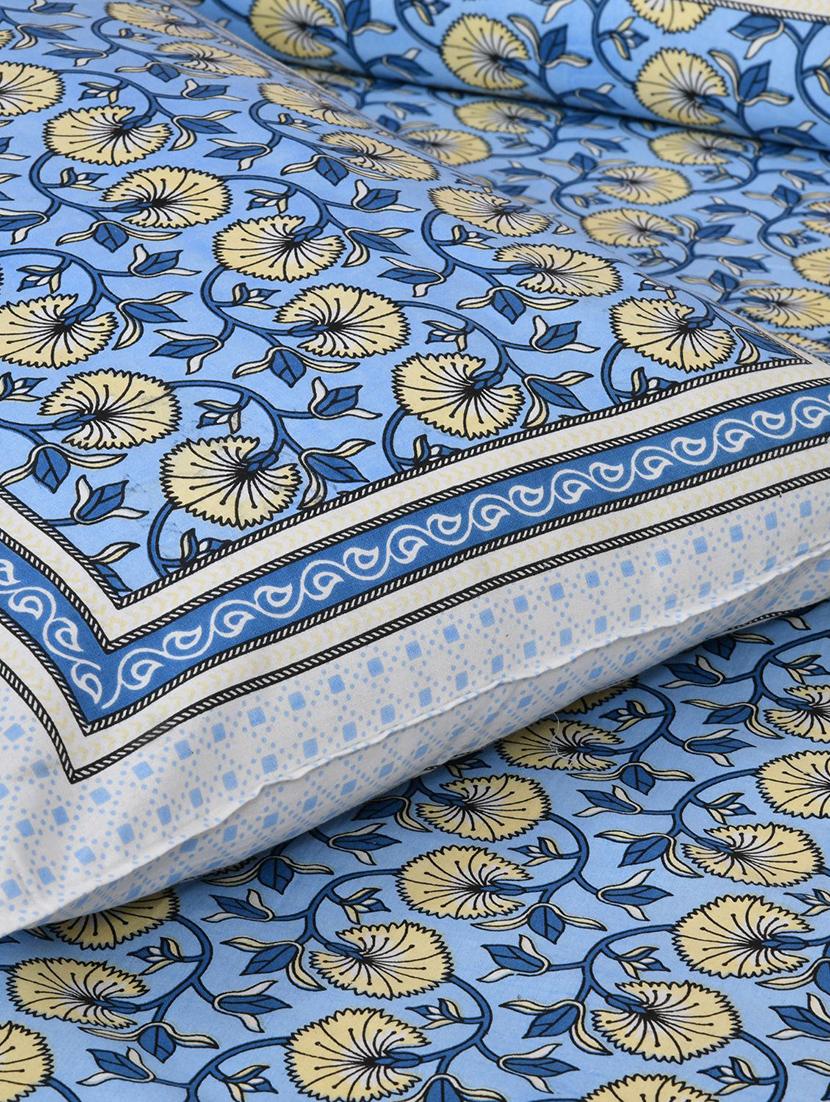 uniqchoice 180 tc blue color floral printed king size bedsheet with 2 pillow cover (eleg-02-blue) - 18688489 - Standard Image - 2
