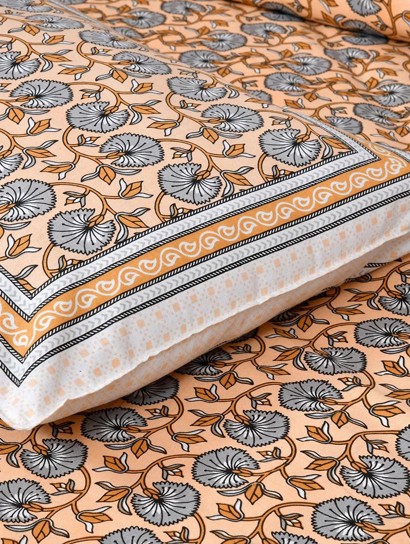 floral printed king size bedsheet with 2 pillow cover (eleg-02-blue) - 18688492 - Standard Image - 2