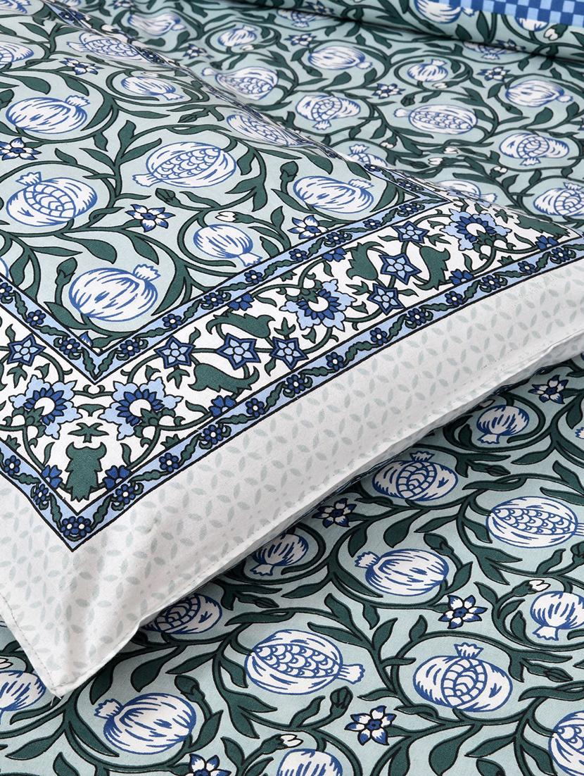 uniqchoice 180 tc blue color floral printed king size bedsheet with 2 pillow cover (eleg-05-blue) - 18688498 - Standard Image - 2