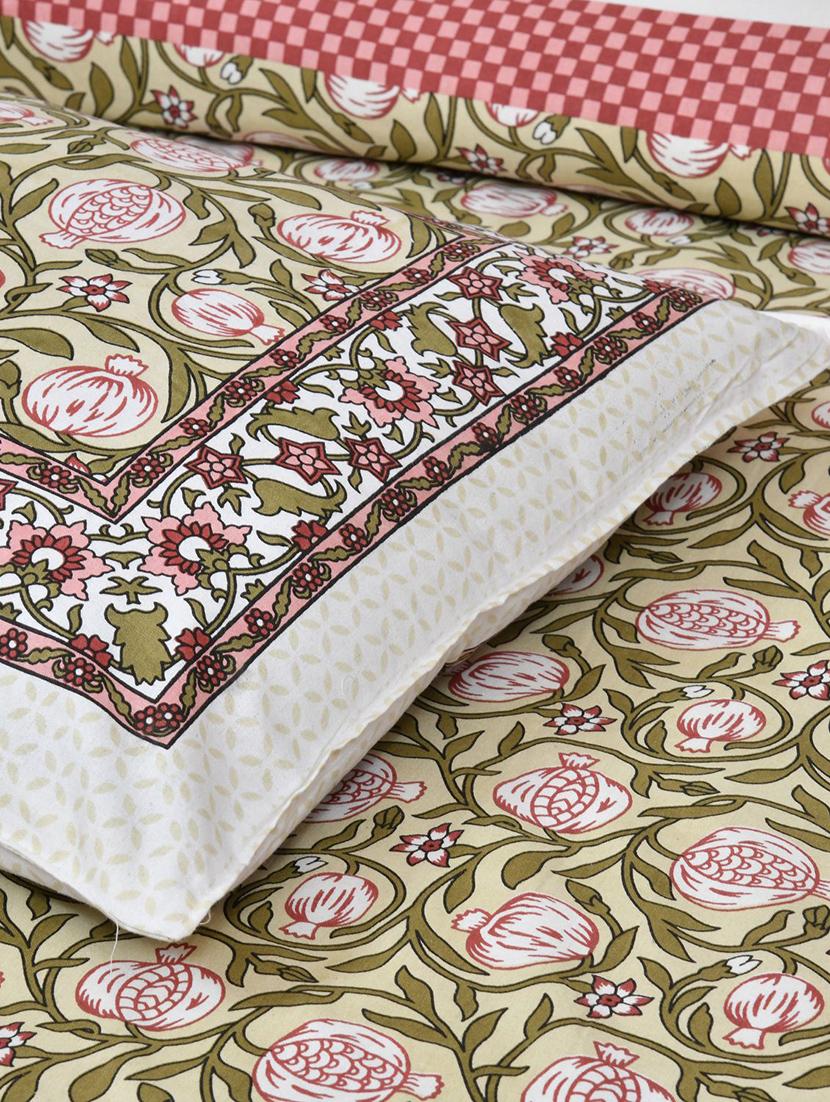 floral printed king size bedsheet with 2 pillow cover (eleg-05-blue) - 18688501 - Standard Image - 2