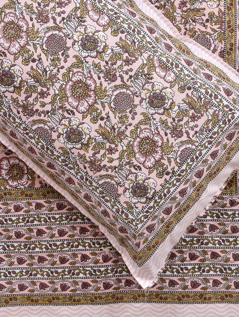 uniqchoice 180 tc brown color floral printed king size bedsheet with 2 pillow cover (eleg-12-brown) - 18688522 - Standard Image - 2