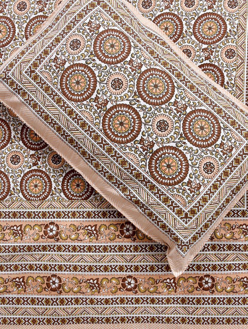 uniqchoice 180 tc brown color floral printed king size bedsheet with 2 pillow cover (eleg-15-brown) - 18688533 - Standard Image - 2