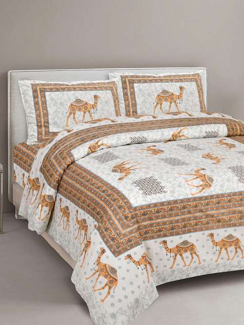 uniqchoice printed double bed sheet with 2 pillow cover - 18688569 -  Standard Image - 0