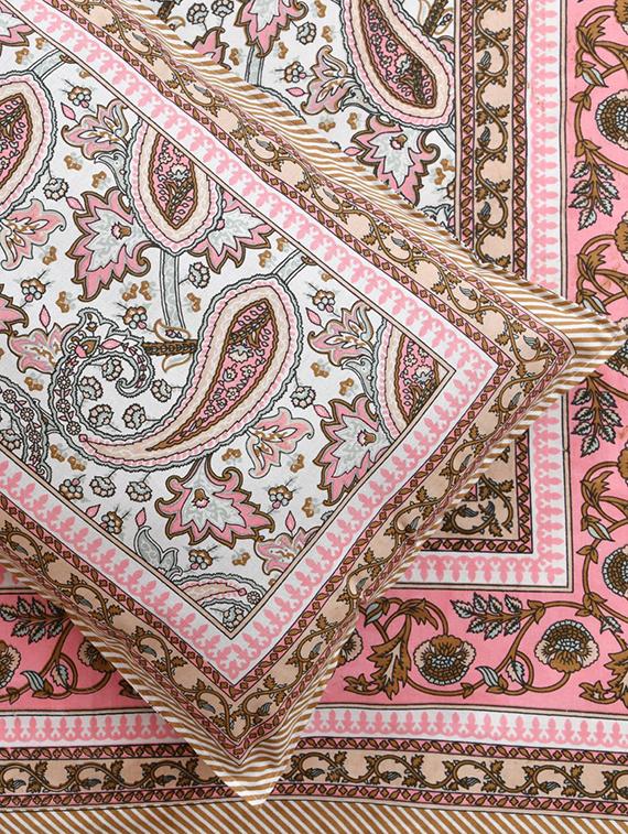 floral printed king size bedsheet with 2 pillow cover (eleg-26-brown) - 18688575 - Standard Image - 2