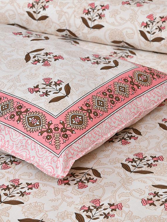 floral printed king size bedsheet with 2 pillow cover (eleg-34-blue) - 18688604 - Standard Image - 2