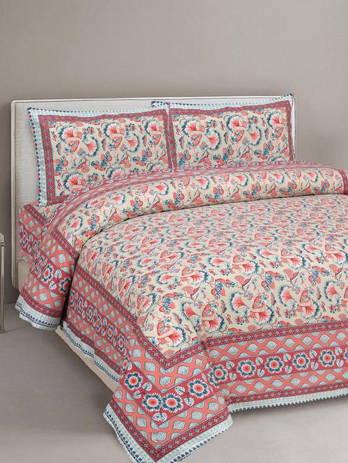 uniqchoice printed double bed sheet with 2 pillow cover - 18688616 -  Standard Image - 0