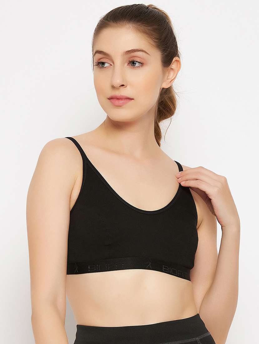 black solid sports bra