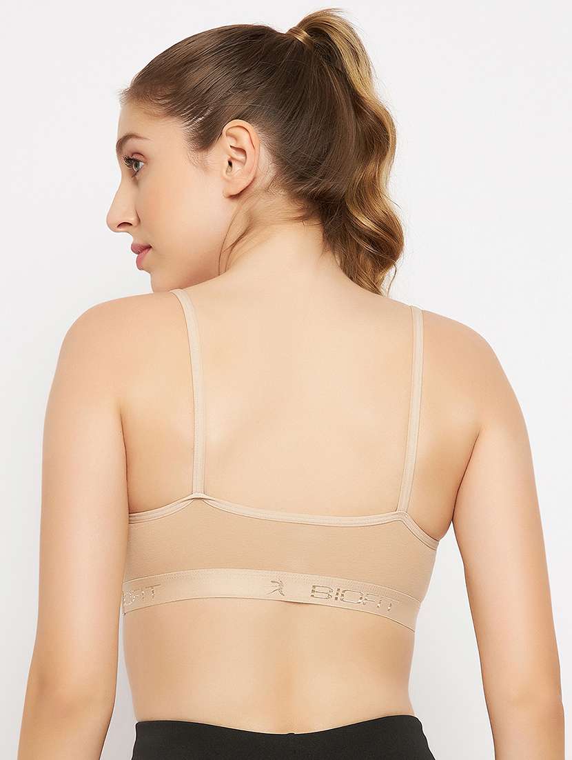 beige solid sports bra - 18688688 -  Standard Image - 2