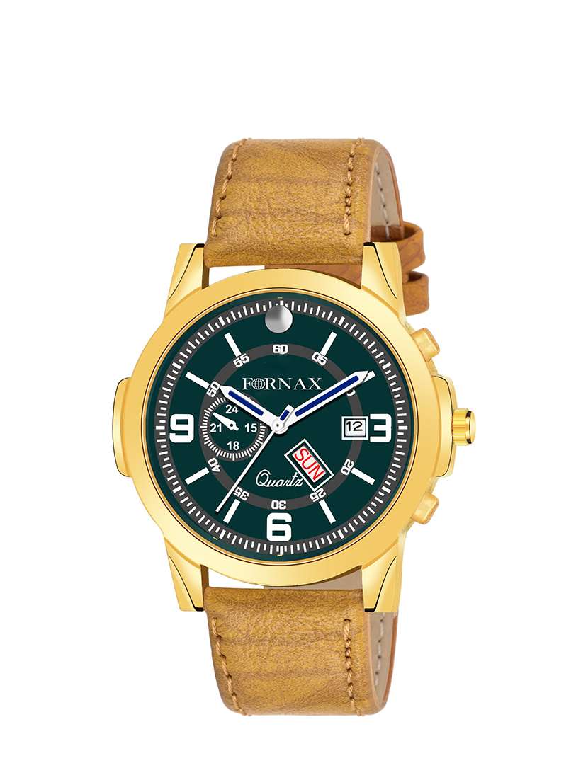 gold igp platted royal day & date functional analog watch for boy's