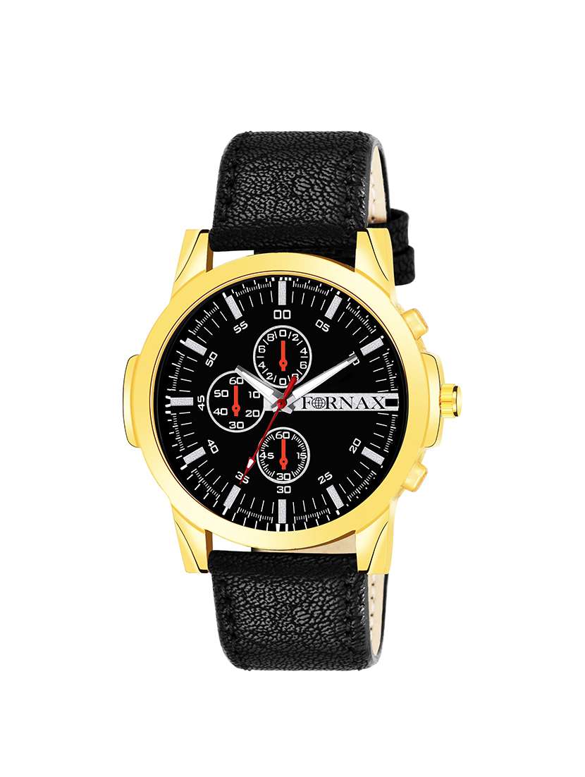 gold igp platted royal chrono pattern water resistant  analog watch for men's