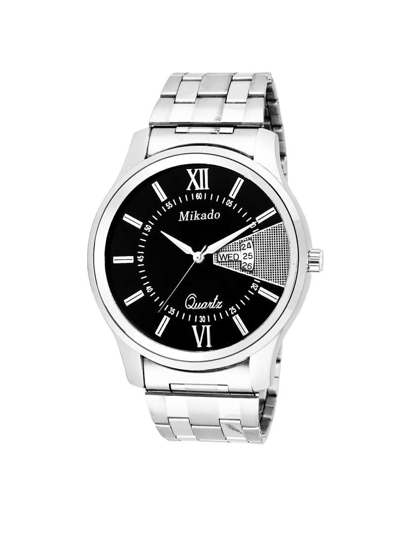 silver men analog wrist watch