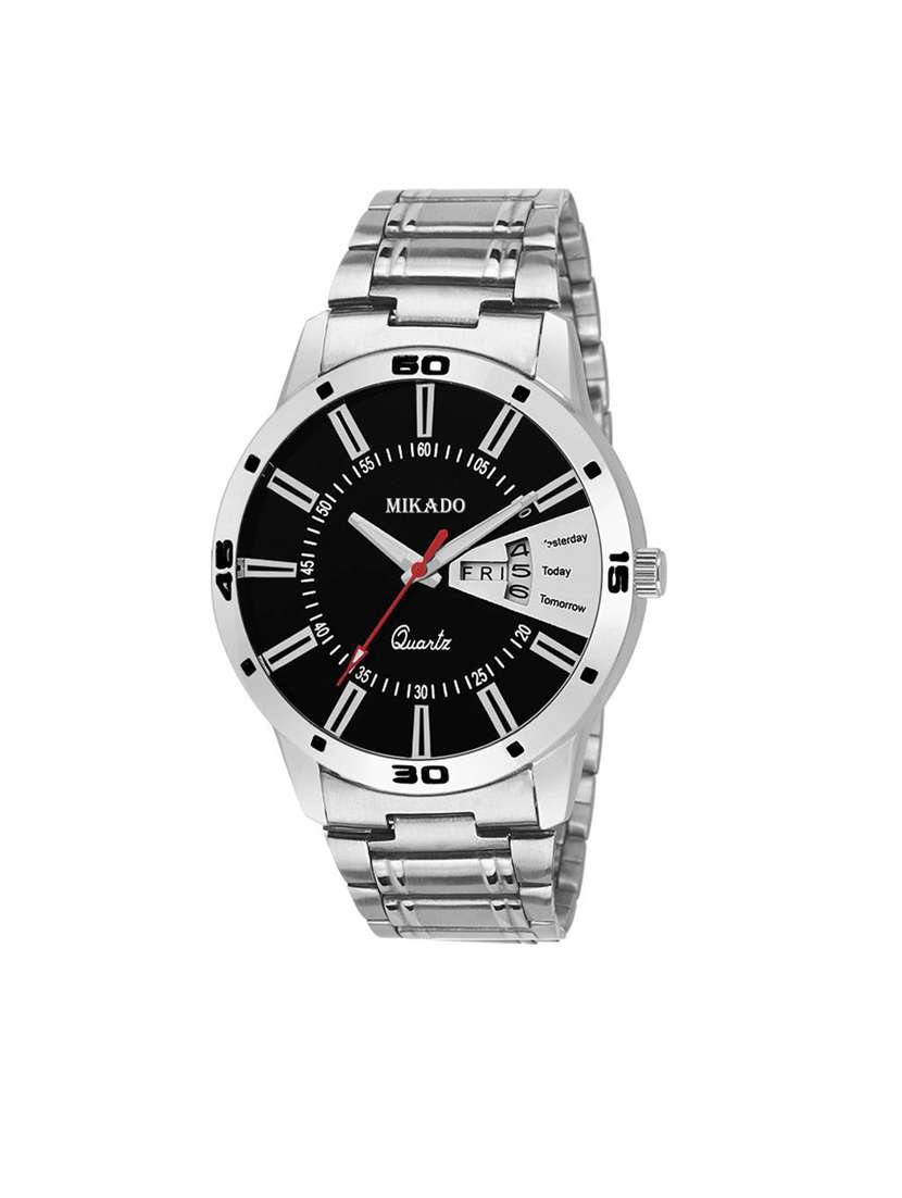 black dial day and date watch for men's and boy's