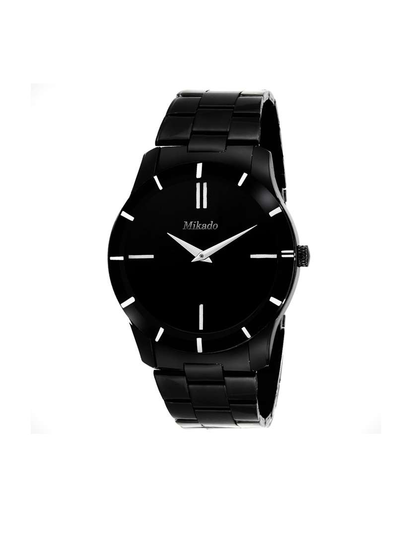black slim analog watch for men's and boy's