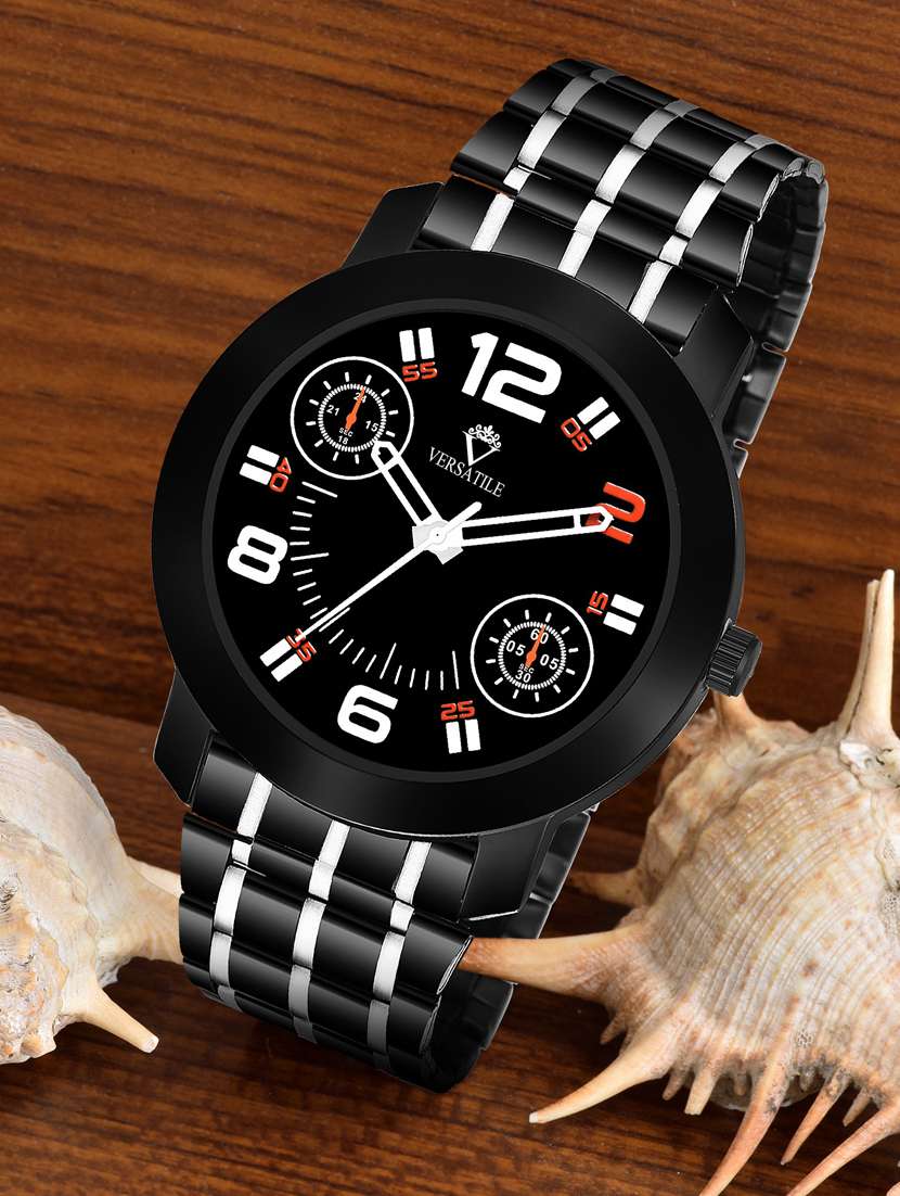 d-73 high quality two tone plated metal chain analog watch for men's